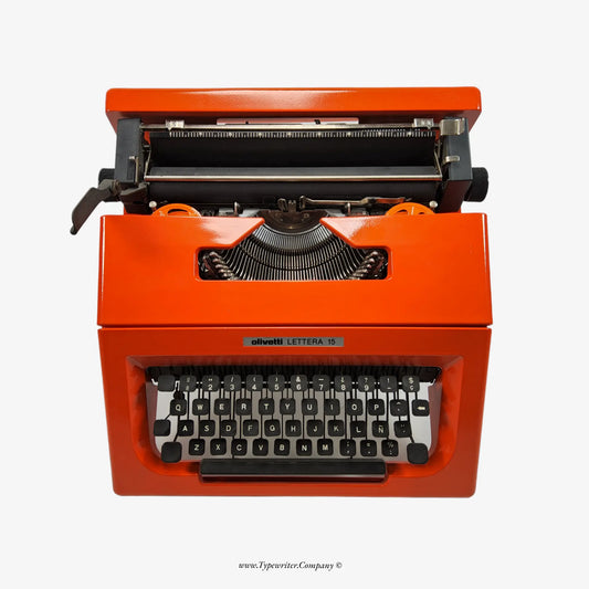 Olivetti Lettera 15 Orange Typewriter, Vintage, Manual, Refurbished Typewriter.Company