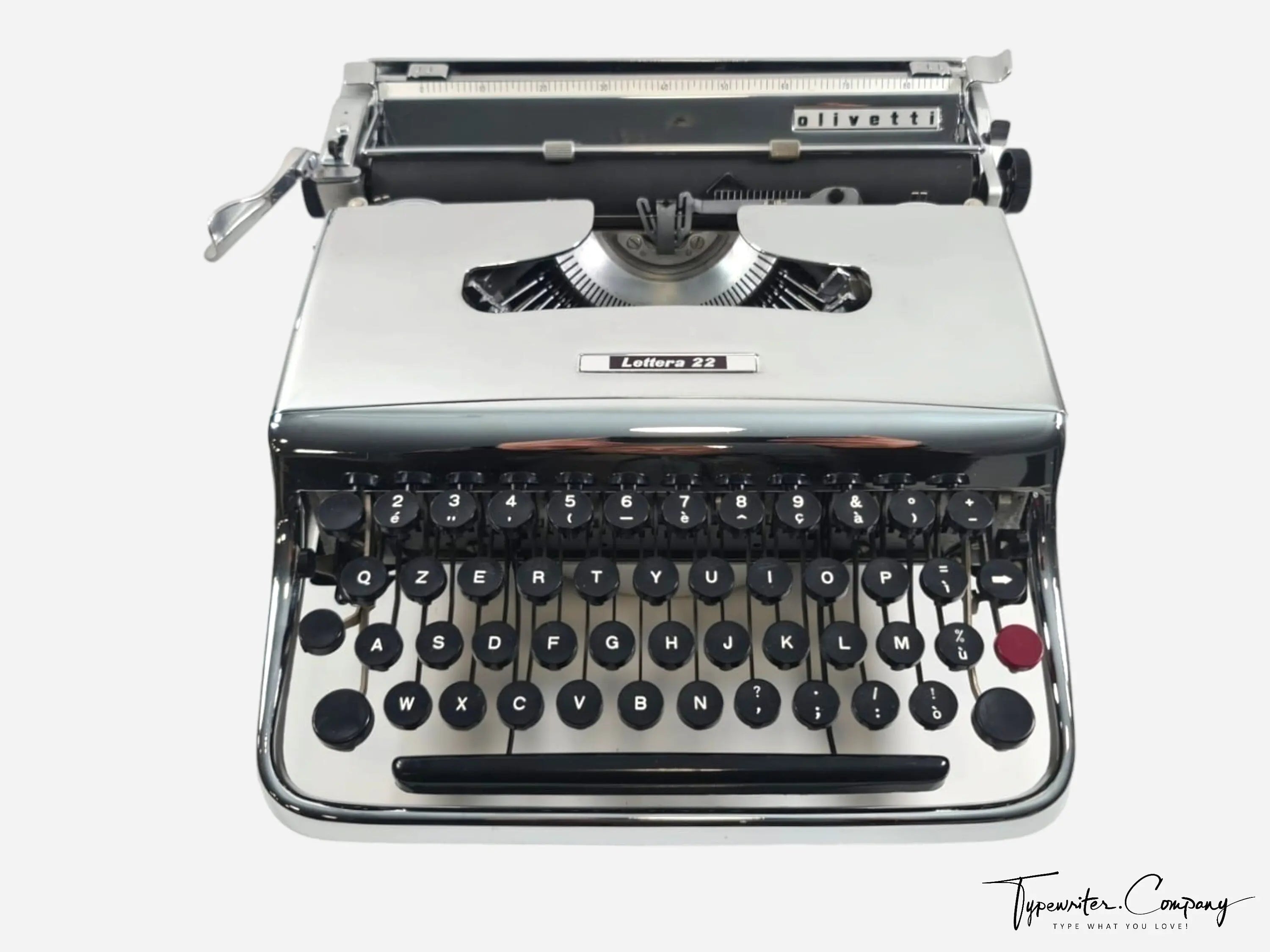 Olivetti Lettera 22 ChromePlated Vintage Manual Typewriter