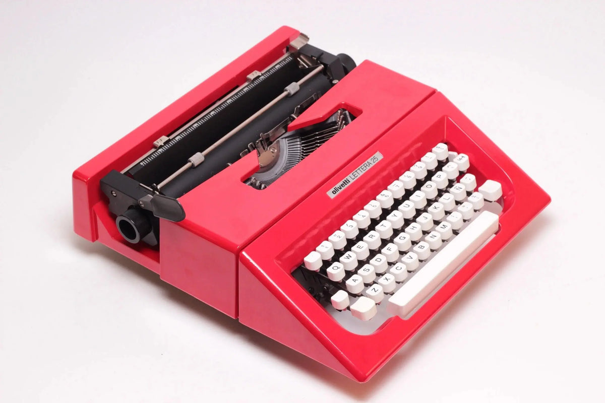 Olivetti Lettera 25 Red, Vintage Manual Typewriter, Refurbished - ElGranero Typewriter.Company