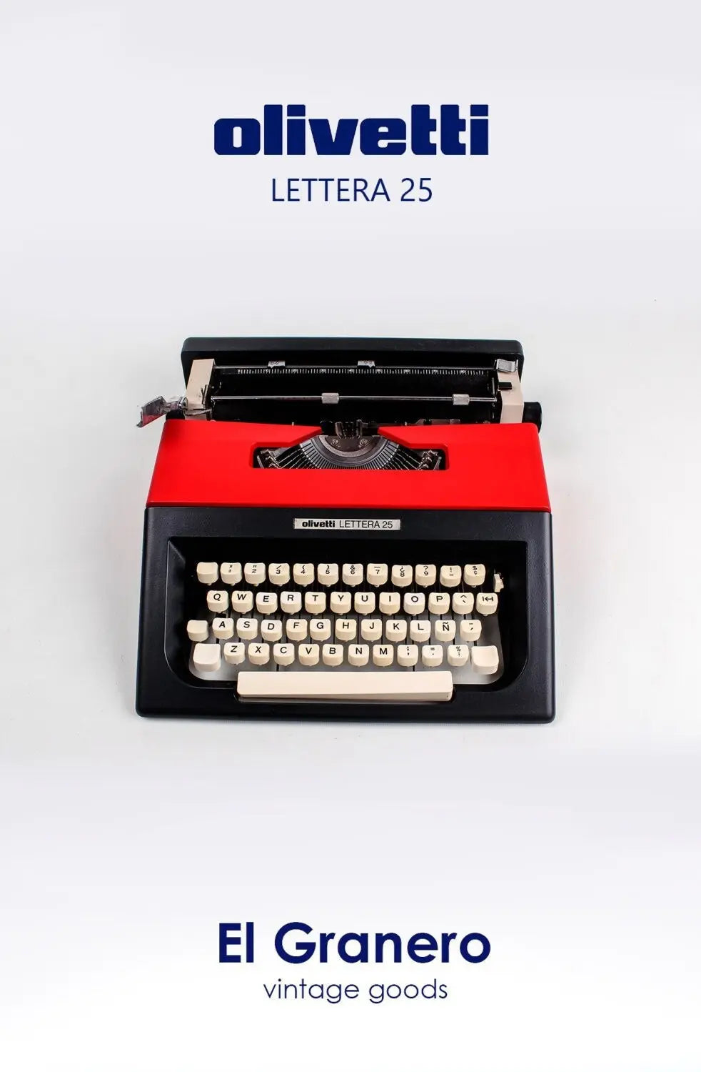 Olivetti Lettera 25 Red & Black Typewriter, Vintage, Mint Condition, Manual Portable, Professionally Serviced by Typewriter.Company - ElGranero Typewriter.Company
