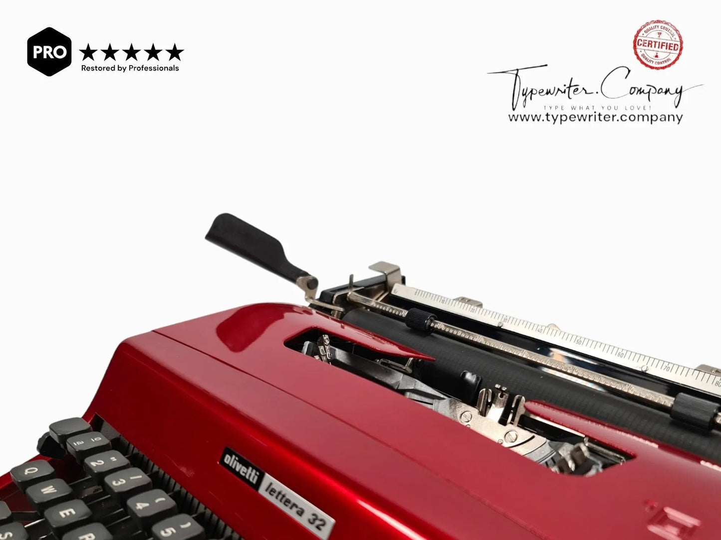 Olivetti Lettera 32 Burgundy Vintage, Manual Typewriter, Serviced - ElGranero Typewriter.Company