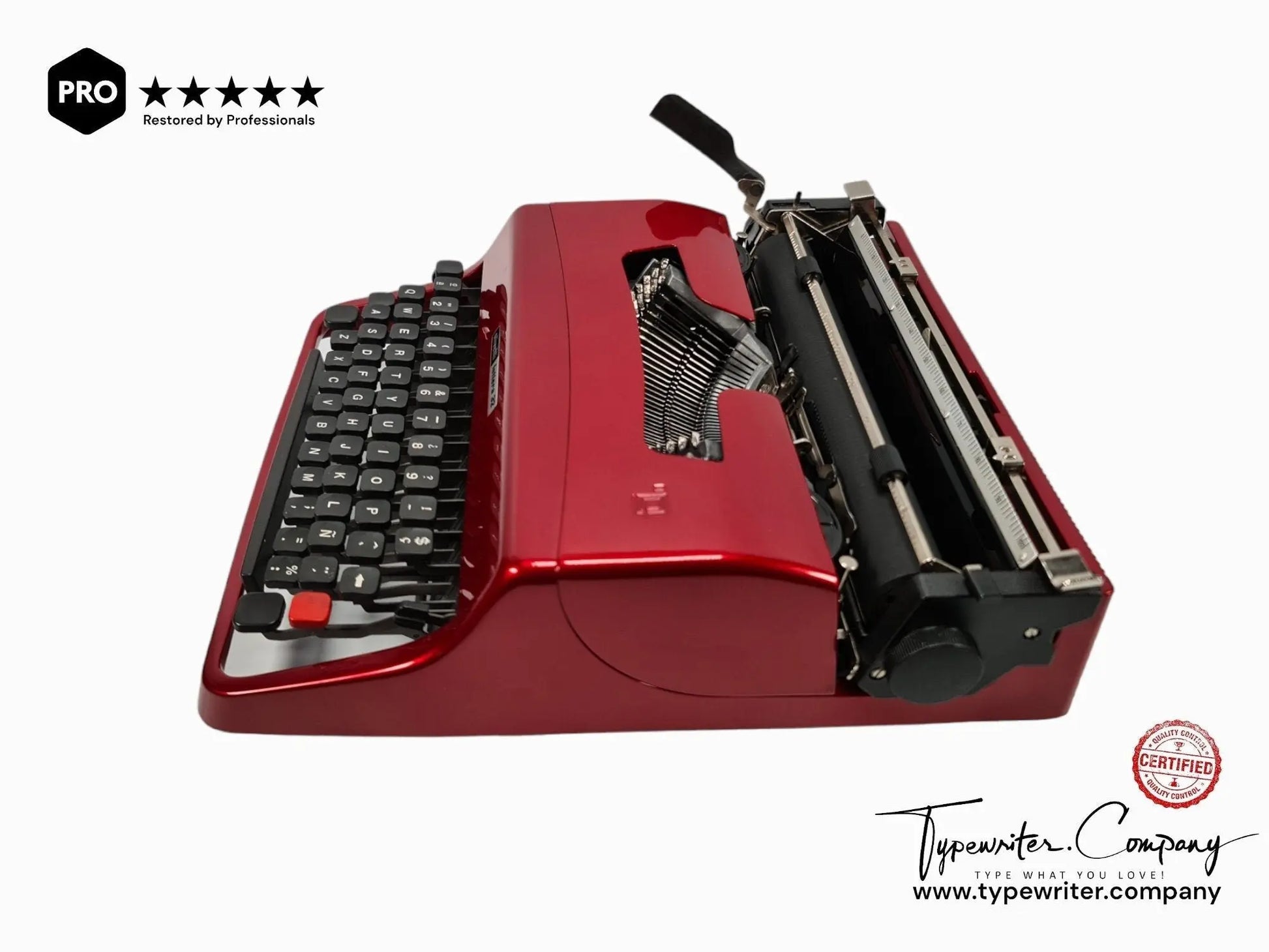 Olivetti Lettera 32 Burgundy Vintage, Manual Typewriter, Serviced - ElGranero Typewriter.Company