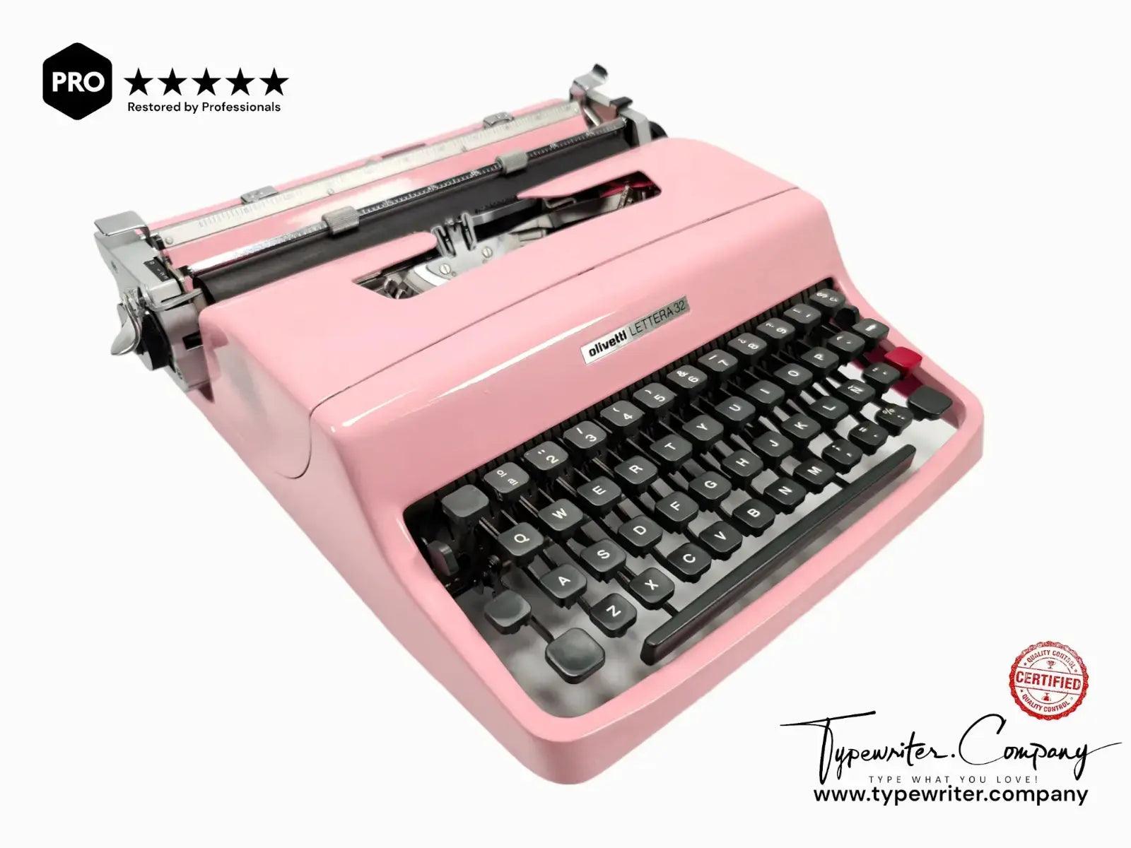 Olivetti Lettera 32 Flamingo Pink Vintage Manual Typewriter, Serviced - ElGranero Typewriter.Company