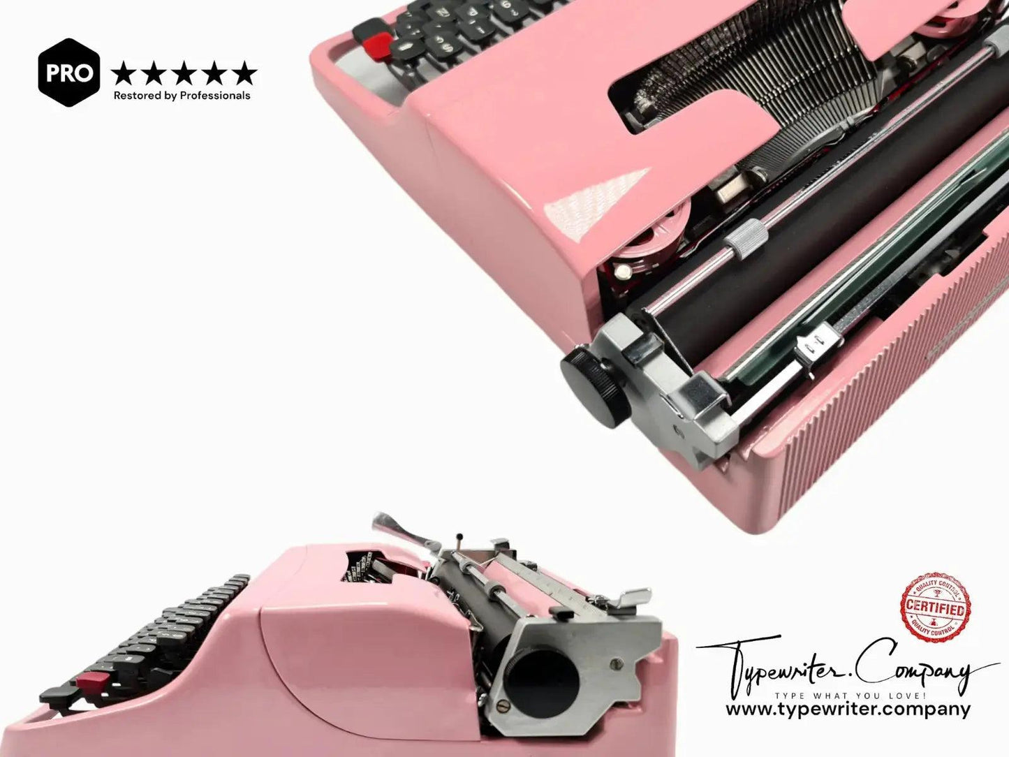 Olivetti Lettera 32 Flamingo Pink Vintage Manual Typewriter, Serviced - ElGranero Typewriter.Company