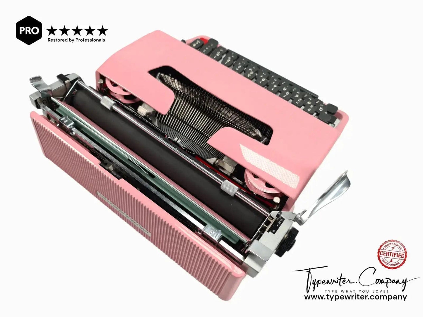 Olivetti Lettera 32 Flamingo Pink Vintage Manual Typewriter, Serviced - ElGranero Typewriter.Company