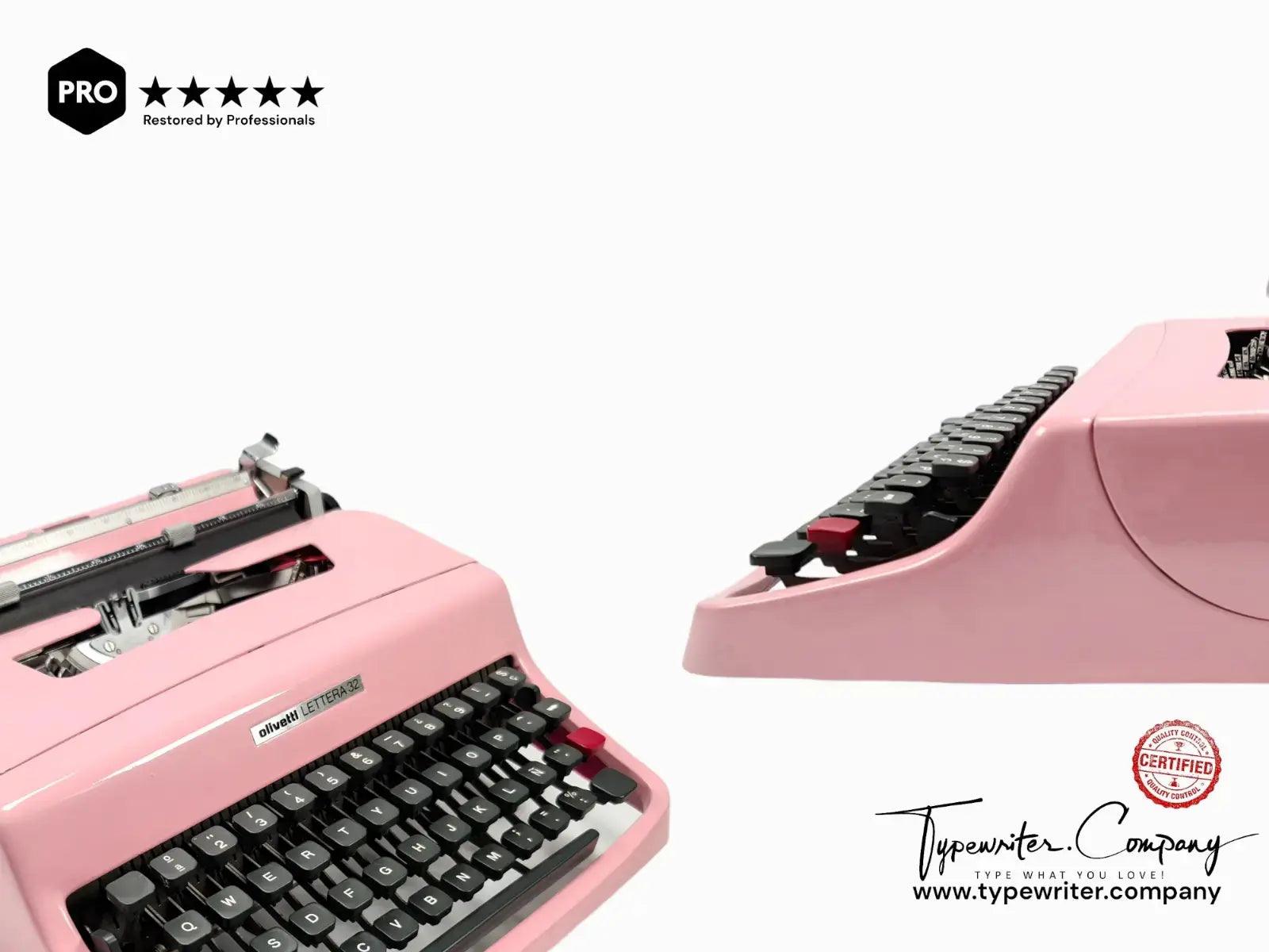 Olivetti Lettera 32 Flamingo Pink Vintage Manual Typewriter, Serviced - ElGranero Typewriter.Company