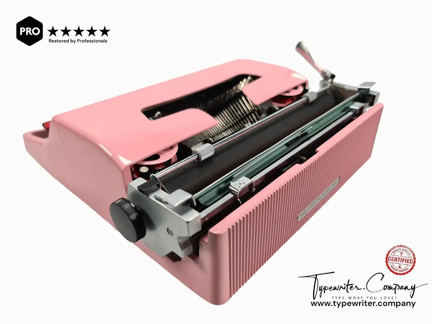 Olivetti Lettera 32 Flamingo Pink Vintage Manual Typewriter, Serviced - ElGranero Typewriter.Company