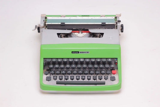 Olivetti Lettera 32 Green & Gray Typewriter, Vintage, Mint Condition, Manual Portable, Professionally Serviced by Typewriter.Company - ElGranero Typewriter.Company