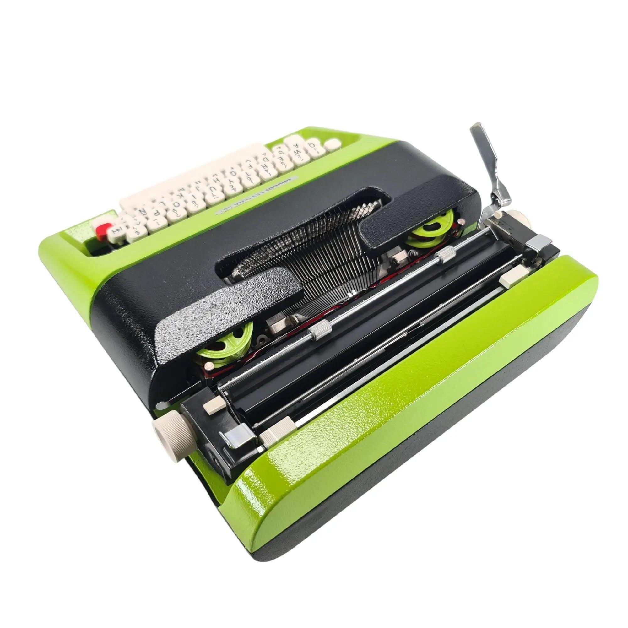 Olivetti Lettera 35 Black and Green Manual Vintage Typewriter