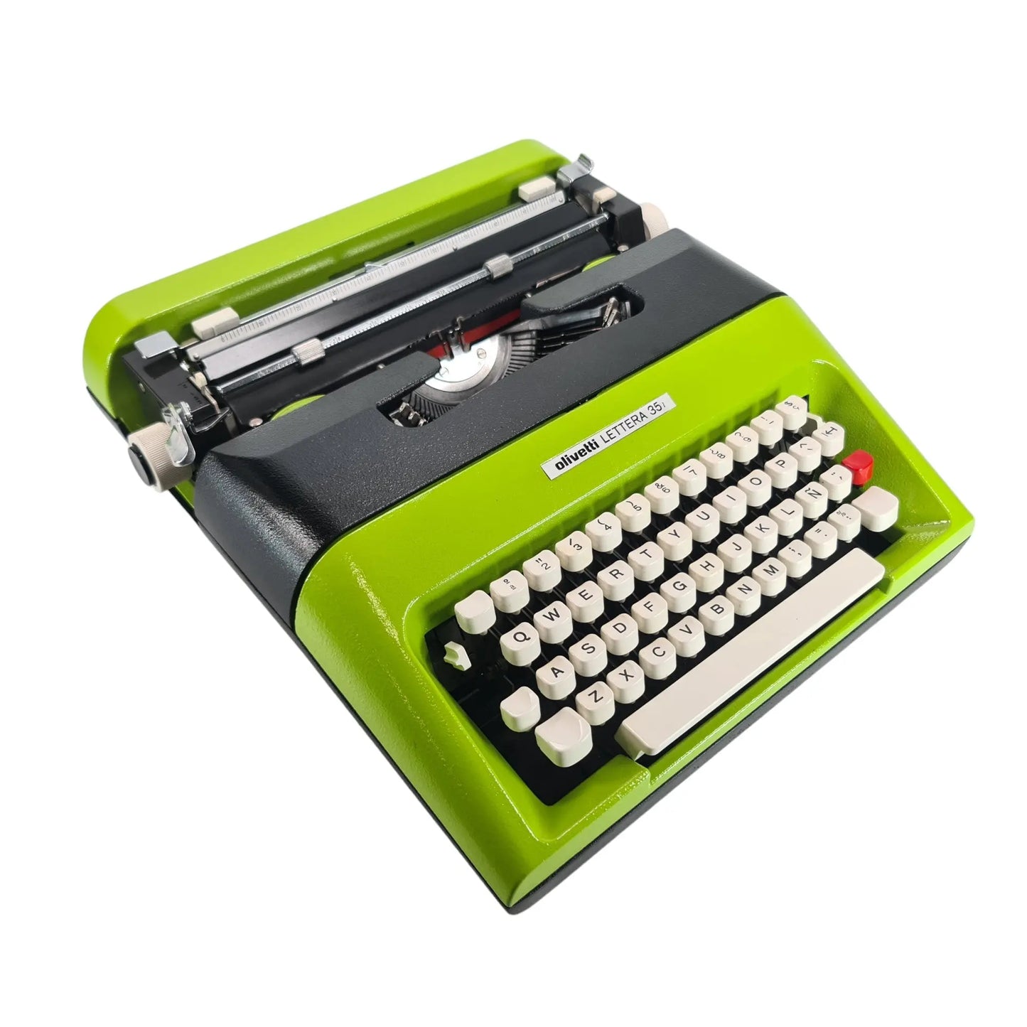 Olivetti Lettera 35 Black, Green Manual Vintage Typewriter, Serviced - ElGranero Typewriter.Company