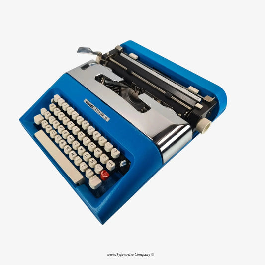 Olivetti Lettera 35 Blue & Silver Manual Vintage Typewriter, Refurbished ElGranero Typewriter.Company