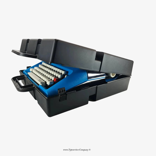 Olivetti Lettera 35 Blue & Silver Manual Vintage Typewriter, Refurbished ElGranero Typewriter.Company