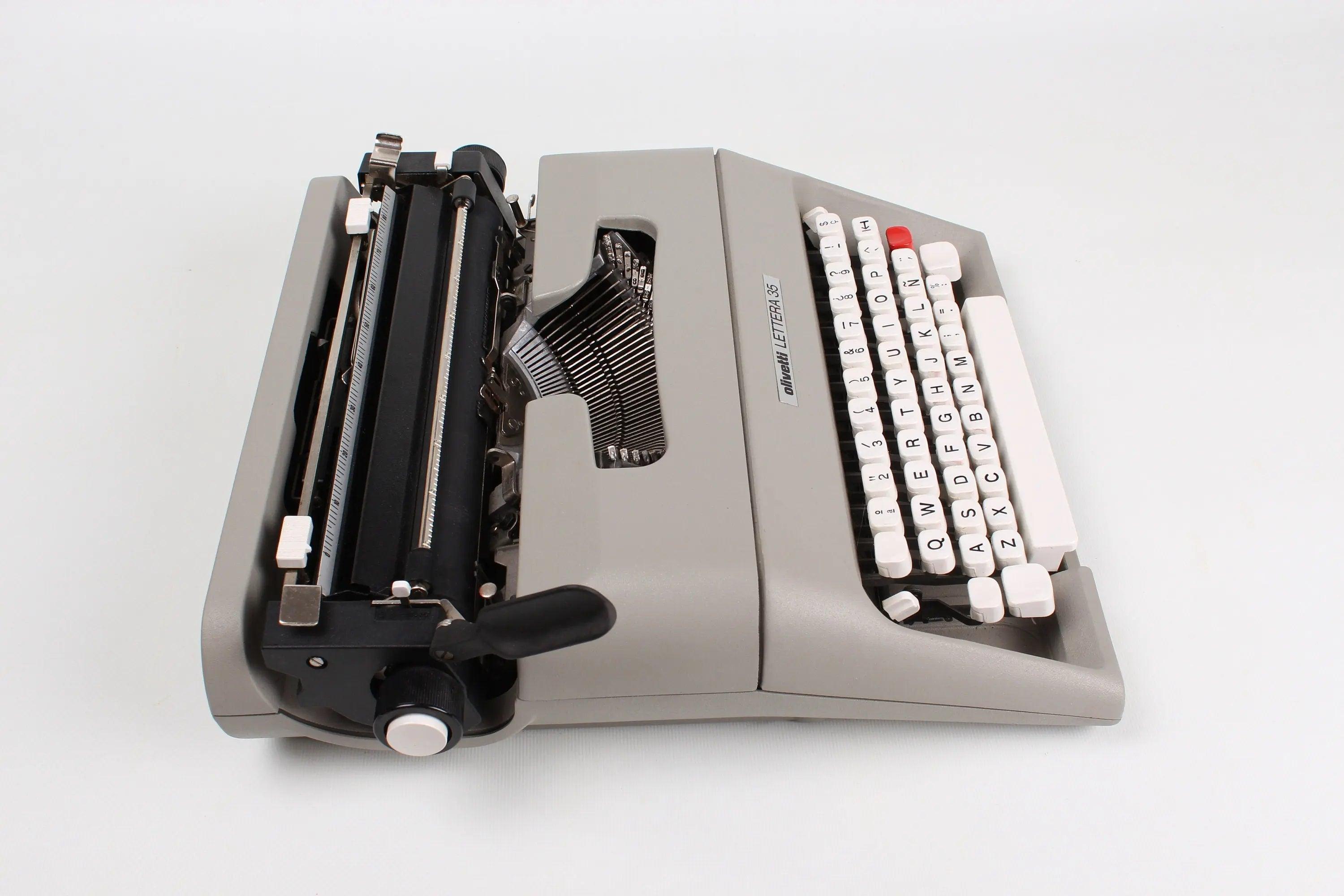 Olivetti Lettera 35, Gray Manual Vintage Typewriter, Restored