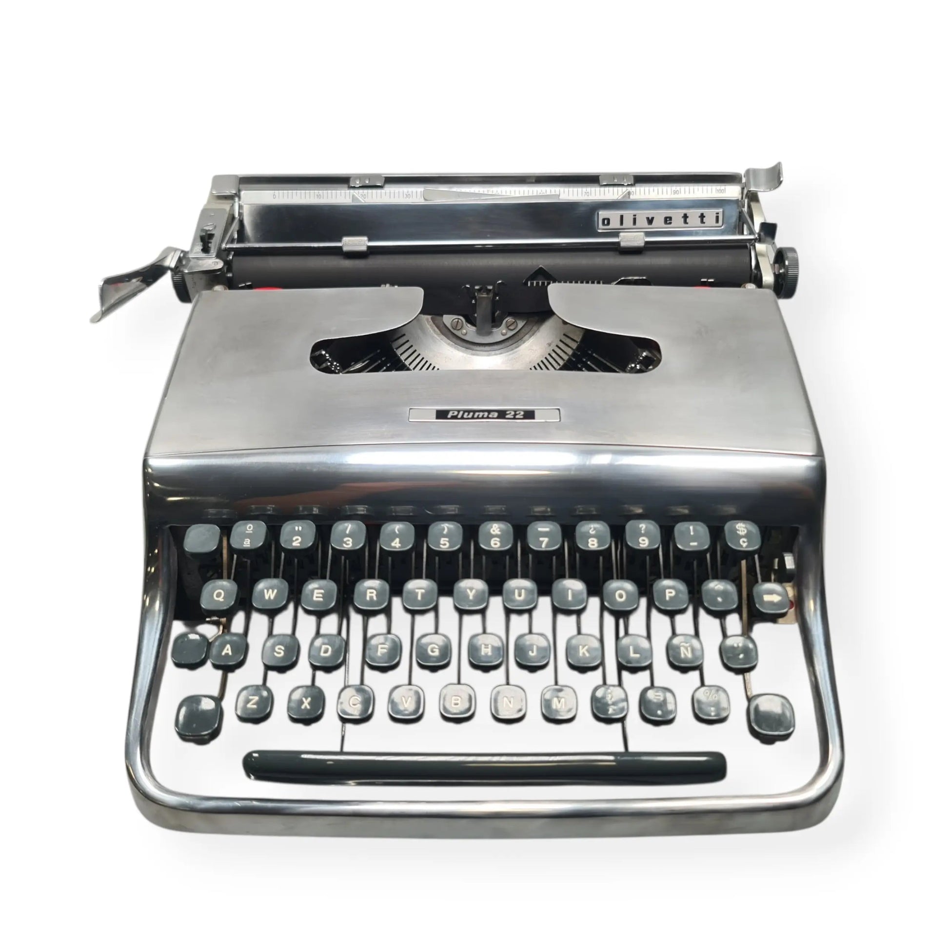 Olivetti Pluma 22 - Limited Polished Silver Edition Typewriter QWERTY ElGranero Typewriter.Company