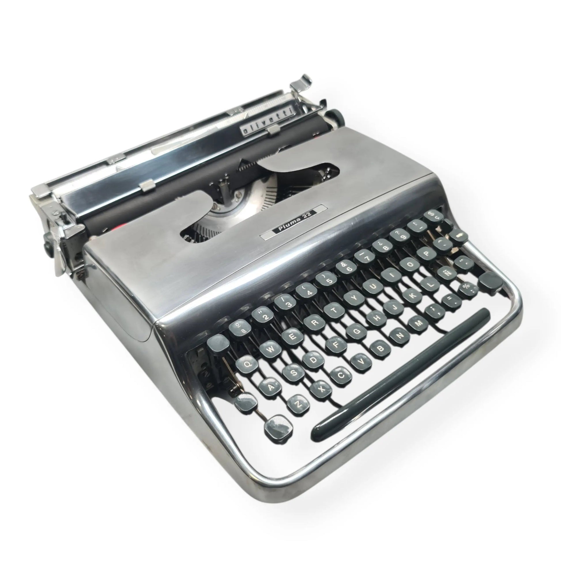 Olivetti Pluma 22 - Limited Polished Silver Edition Typewriter QWERTY  ElGranero Typewriter.Company