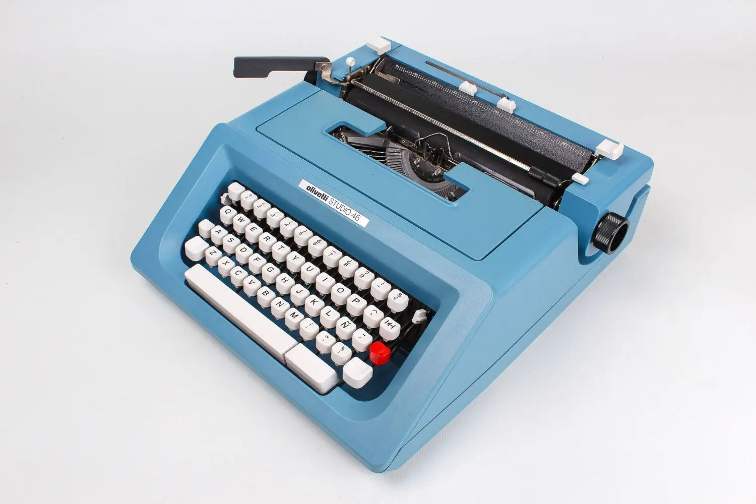 Olivetti Studio 46 Blue Typewriter, Vintage, Manual Portable, Professionally Serviced by Typewriter.Company - ElGranero Typewriter.Company