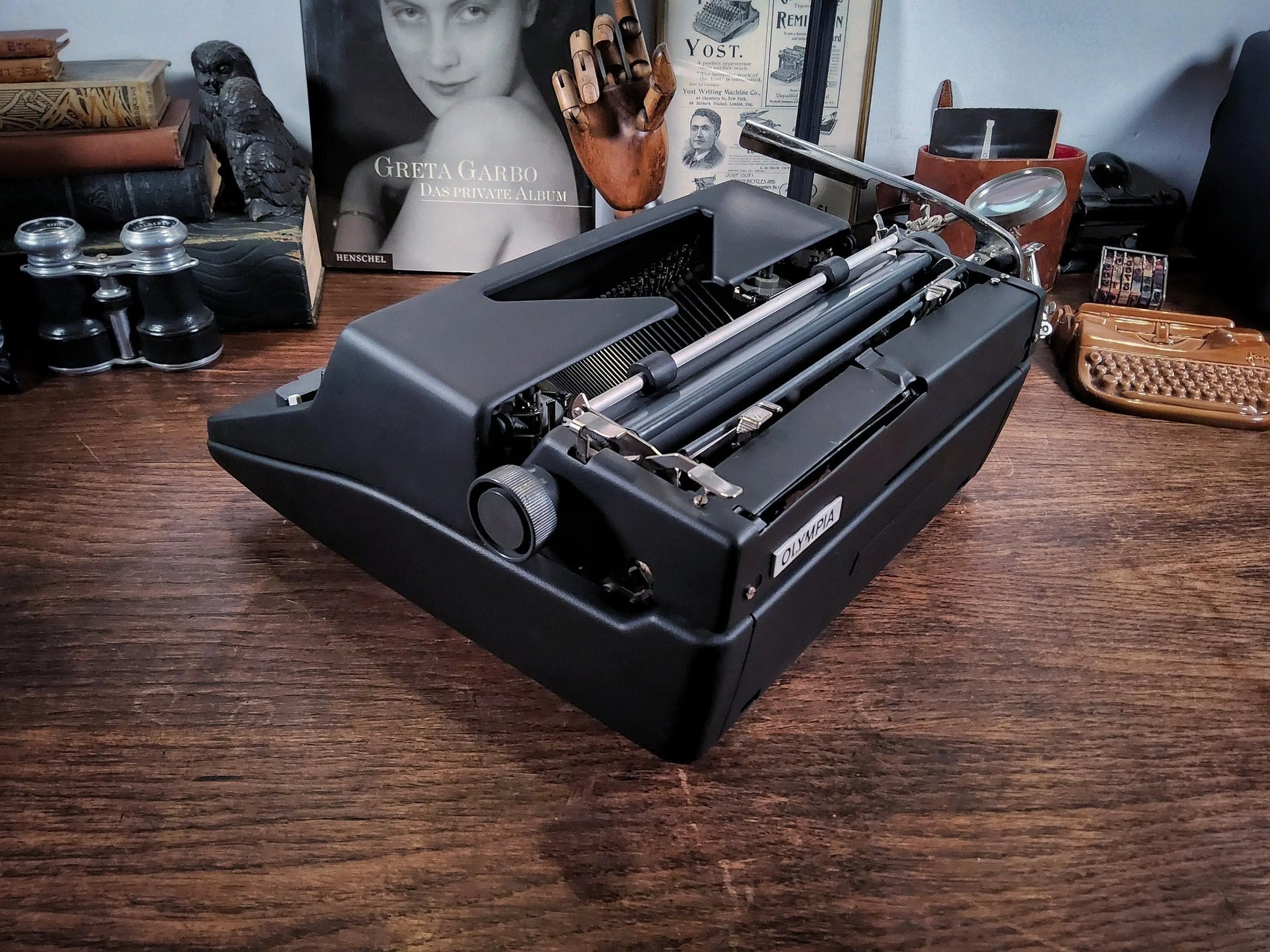 Olympia Monica Black, Vintage, Manual Typewriter, Serviced - ElGranero Typewriter.Company