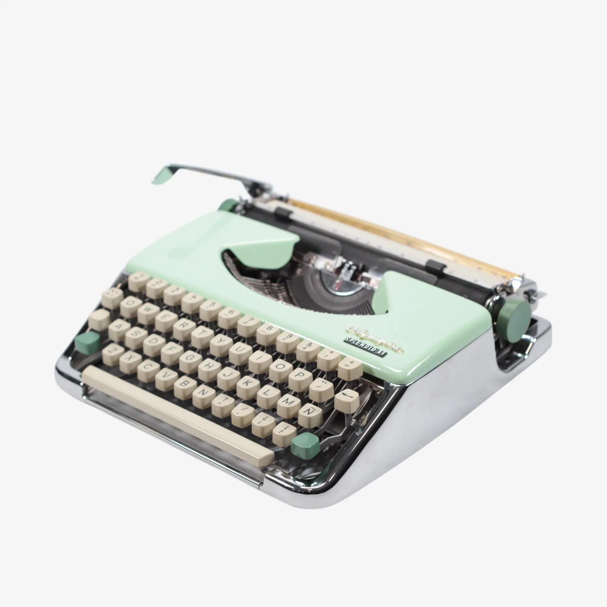 Olympia Splendid Vintage Manual Typewriter, Silver, Green, QWERTY