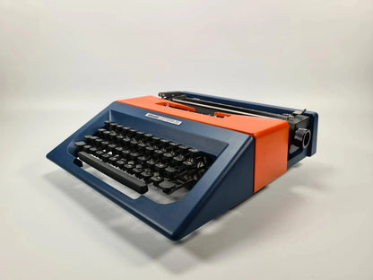 ¡VENDIDO! Olivetti Lettera 25 Azul Marino / Naranja, Máquina de Escribir Manual Vintage, Restaurada - ElGranero Typewriter.Company