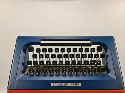 ¡VENDIDO! Olivetti Lettera 25 Azul Marino / Naranja, Máquina de Escribir Manual Vintage, Restaurada - ElGranero Typewriter.Company