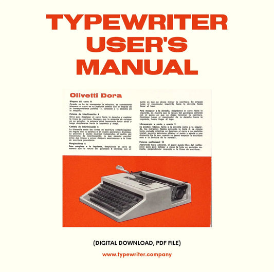 Typewriter Instruction Manual, for User/Owner - Olivetti Dora, Lettera 31, in Spanish, Instant download, Digital Copy. - ElGranero Typewriter.Company