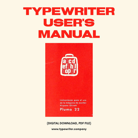 Typewriter Instruction Manual, for User/Owner - Olivetti Pluma 22 in Spanish, Instant download, Digital Copy. - ElGranero Typewriter.Company