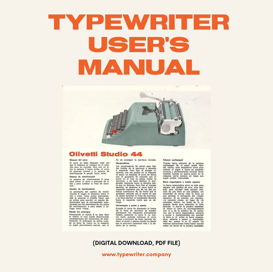 Typewriter Instruction Manual, for User/Owner - Olivetti Studio , in Spanish, Instant download, Digital Copy. - ElGranero Typewriter.Company