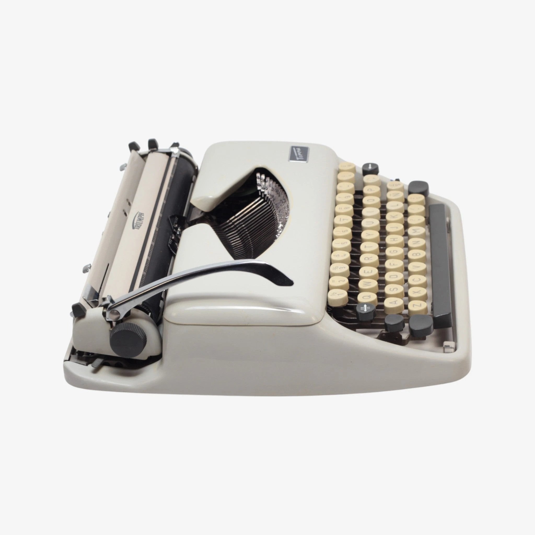 Rare Cursive Tippa Adler Gray Beige, Vintage Manual Typewriter
