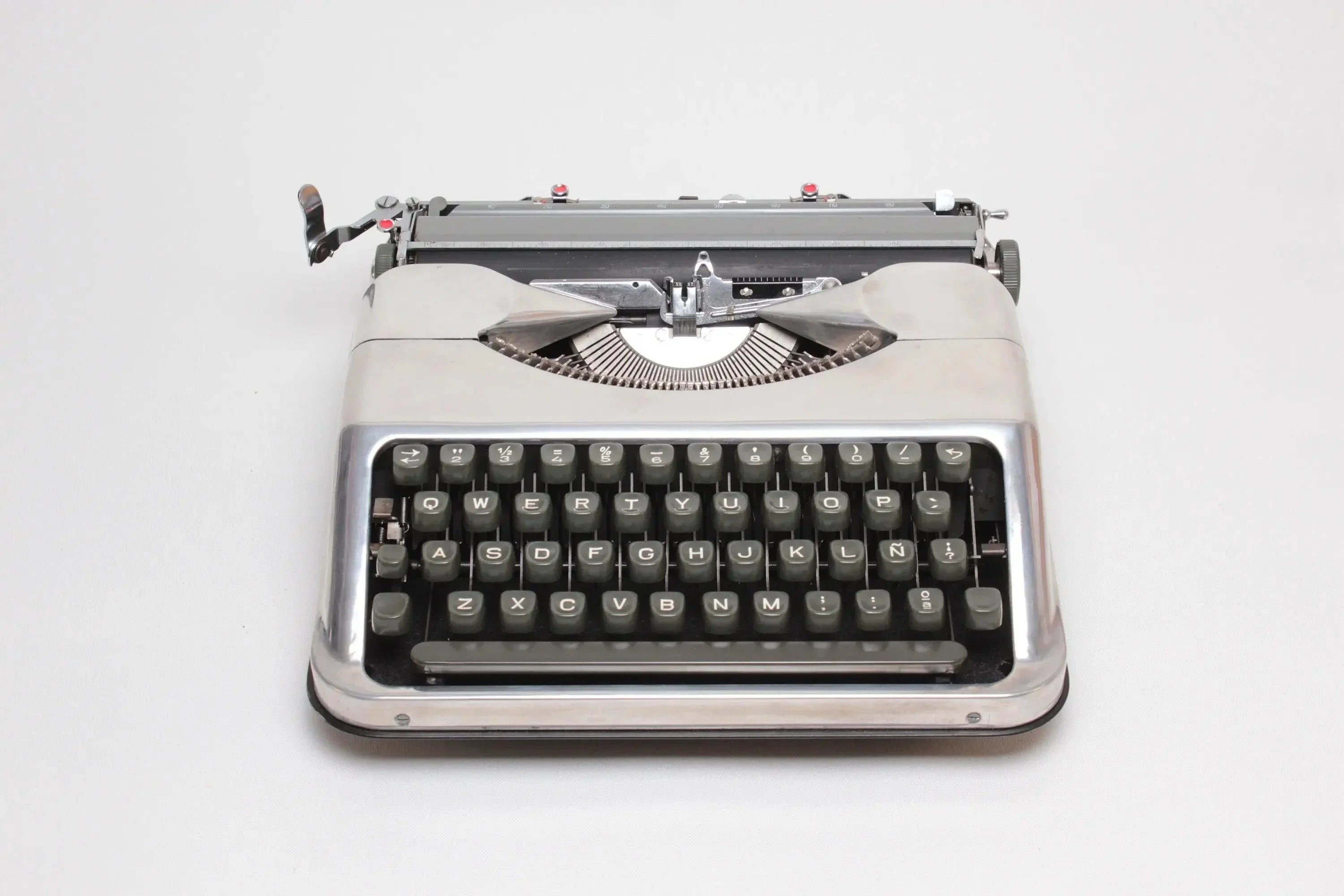 Hermes Baby Polished Silver Portable Vintage Manual Typewriter