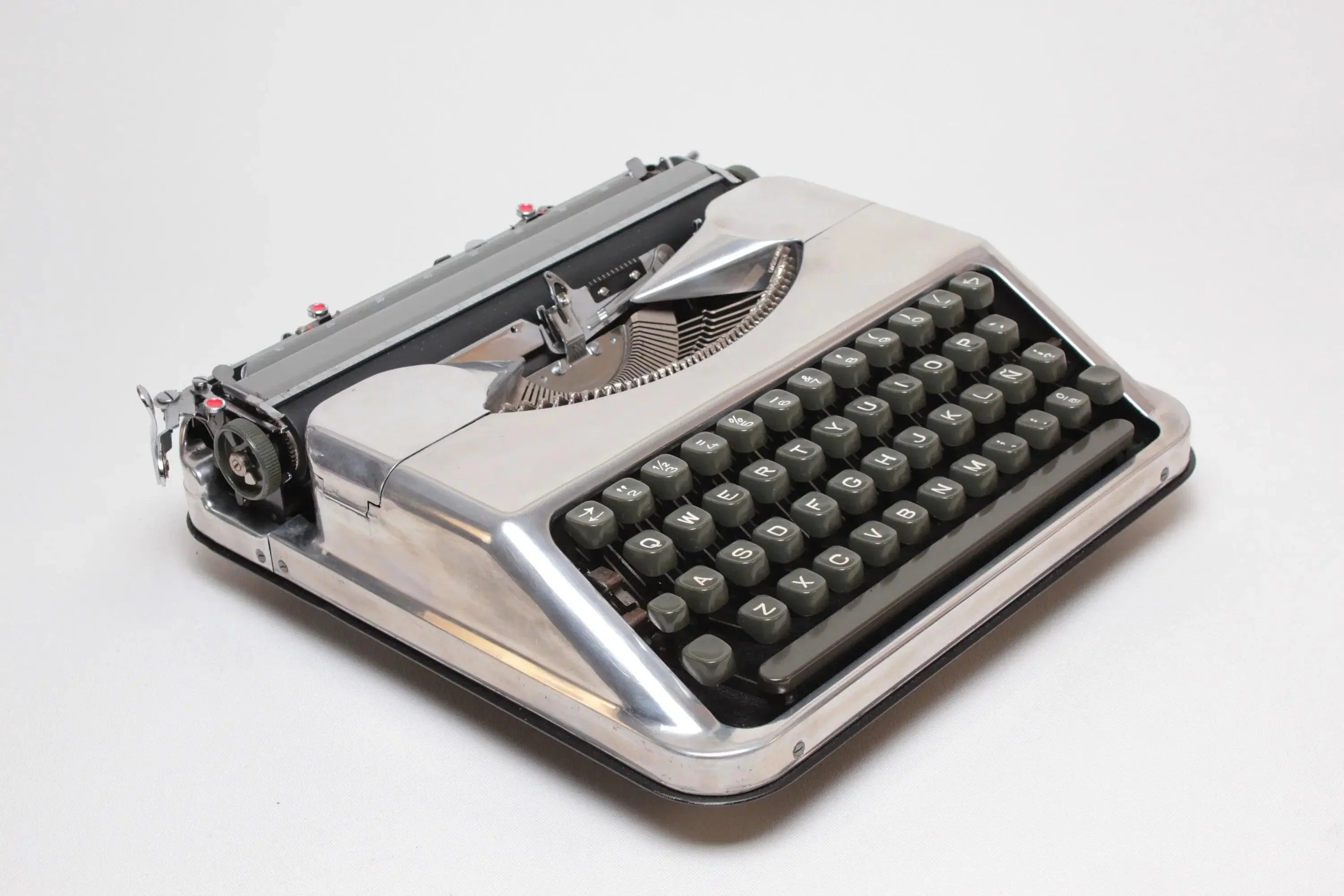Hermes Baby Polished Silver Portable Vintage Manual Typewriter