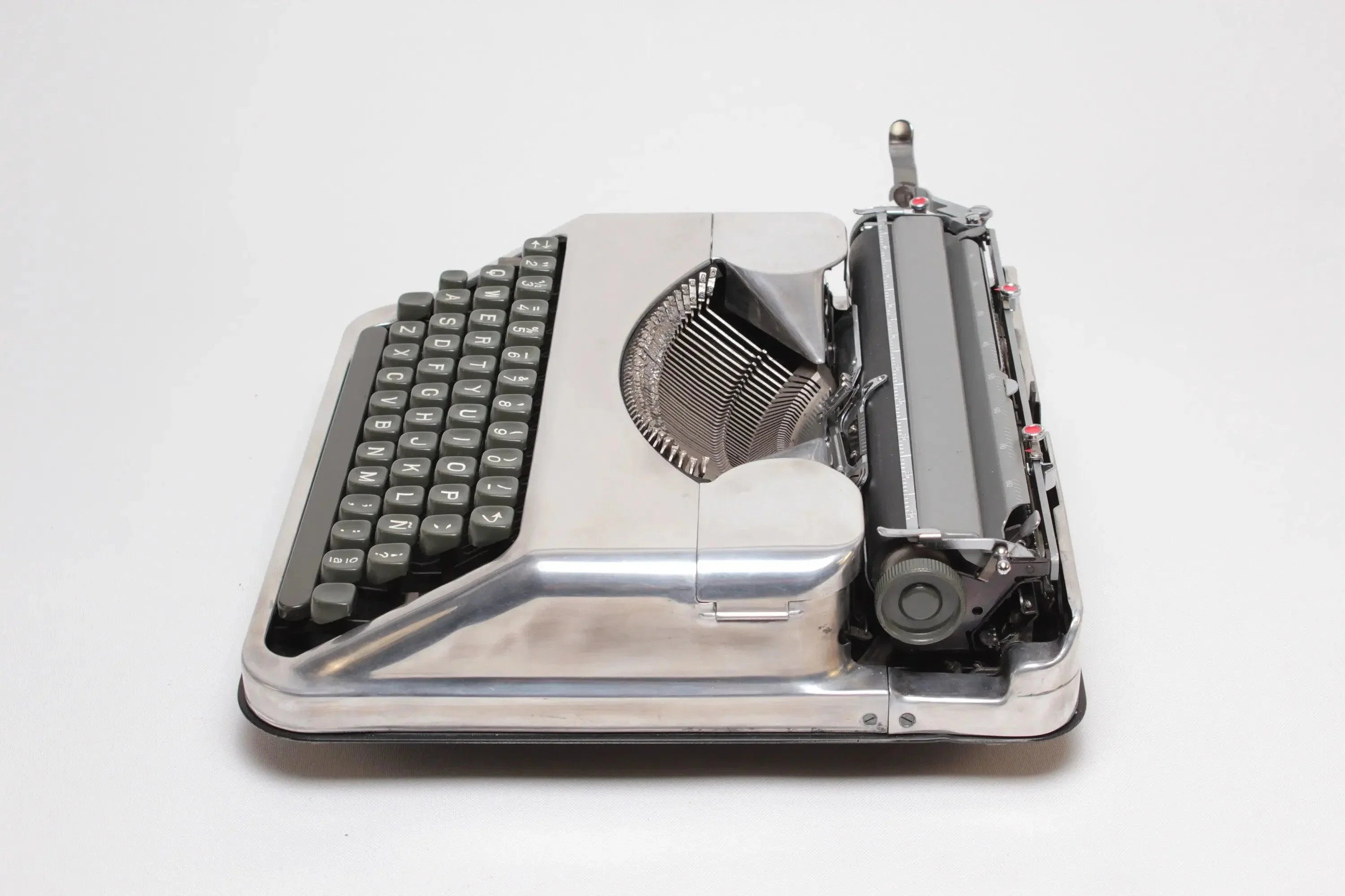 Hermes Baby Polished Silver Portable Vintage Manual Typewriter