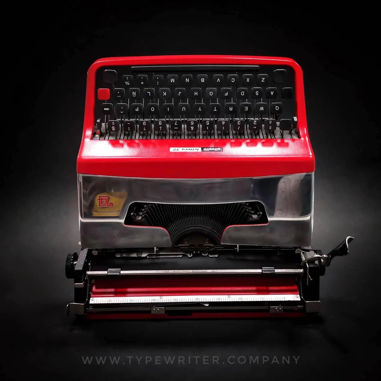 SALE! - Limited Edition Olivetti Lettera 32 Red & Chrome Typewriter, Vintage, Professionally Serviced - ElGranero Typewriter.Company