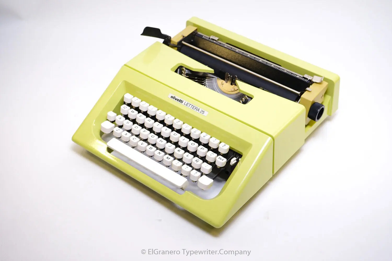 SALE! - Olivetti Lettera 25 Lime Yellow Typewriter, Vintage, Professionally Serviced - ElGranero Typewriter.Company
