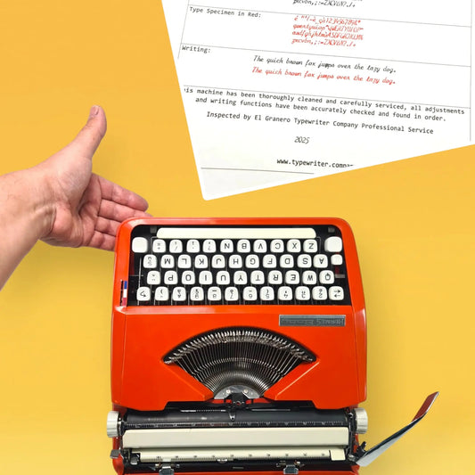 SOLD! Cursive font typewriter - Hermes Baby Orange, Vintage Manual Typewriters, Restored El Granero Typewriter.Company